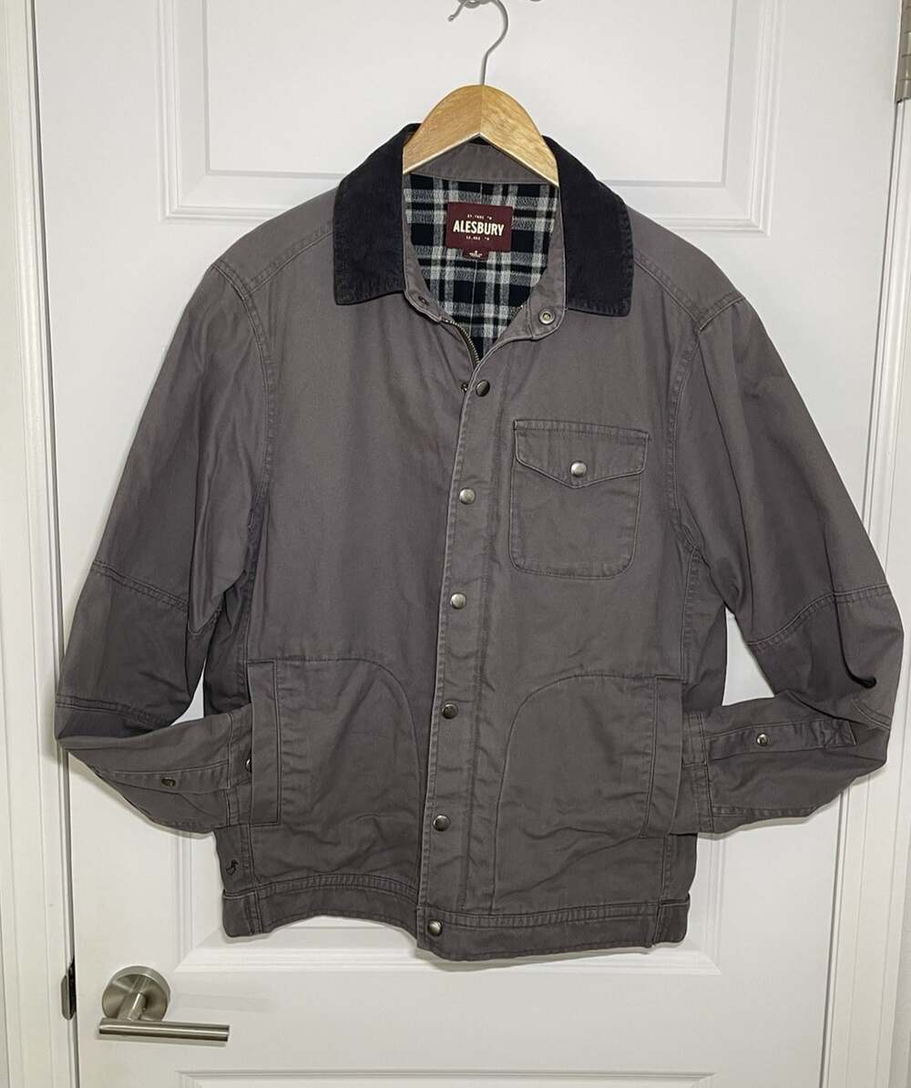 Alesbury Arlo Canvas Jacket Mens M Cotton Flannel Lined Corduroy Work Chore Barn